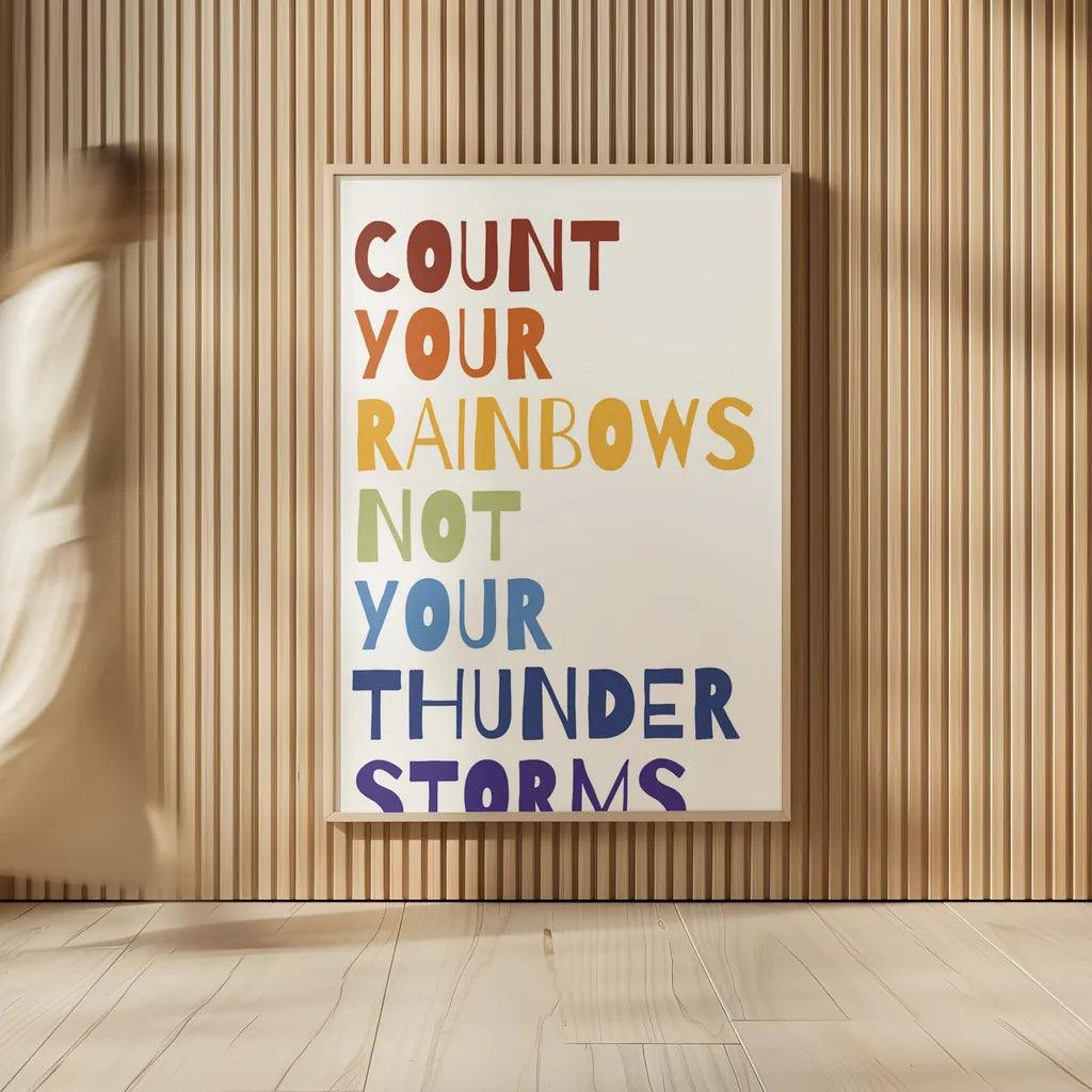 Count Your Rainbows Warm by Wild Apple Portfolio. shown as over sized large wall art. Available as an archival giclee rolled canvas, fine art paper, or poster print. SKU 69140h.