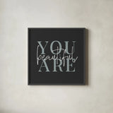 Daily Affirmations V by Wild Apple Portfolio. Shown in a sleek black glass frame for a contemporary gallery look. Available as an archival giclee rolled canvas, fine art paper, or poster print. SKU 66182a.
