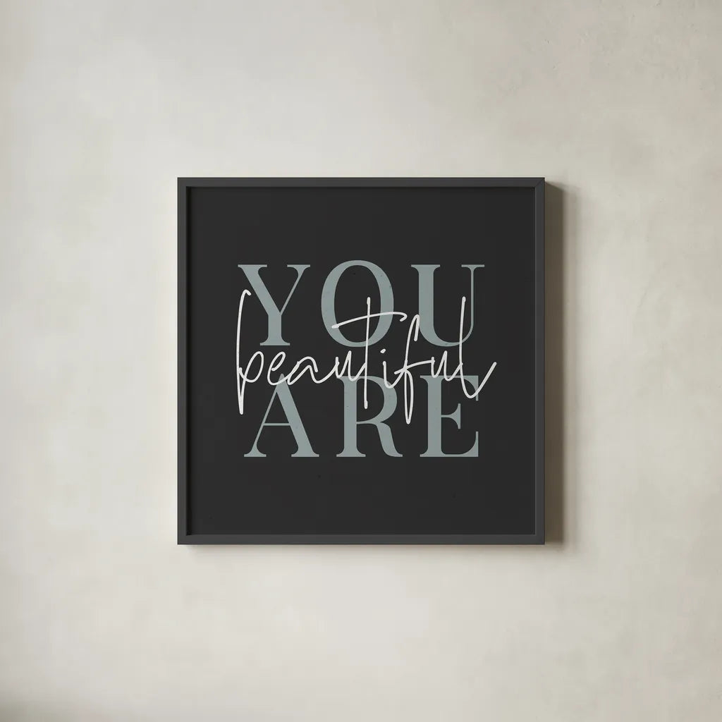 Daily Affirmations V by Wild Apple Portfolio. Shown in a sleek black glass frame for a contemporary gallery look. Available as an archival giclee rolled canvas, fine art paper, or poster print. SKU 66182a.