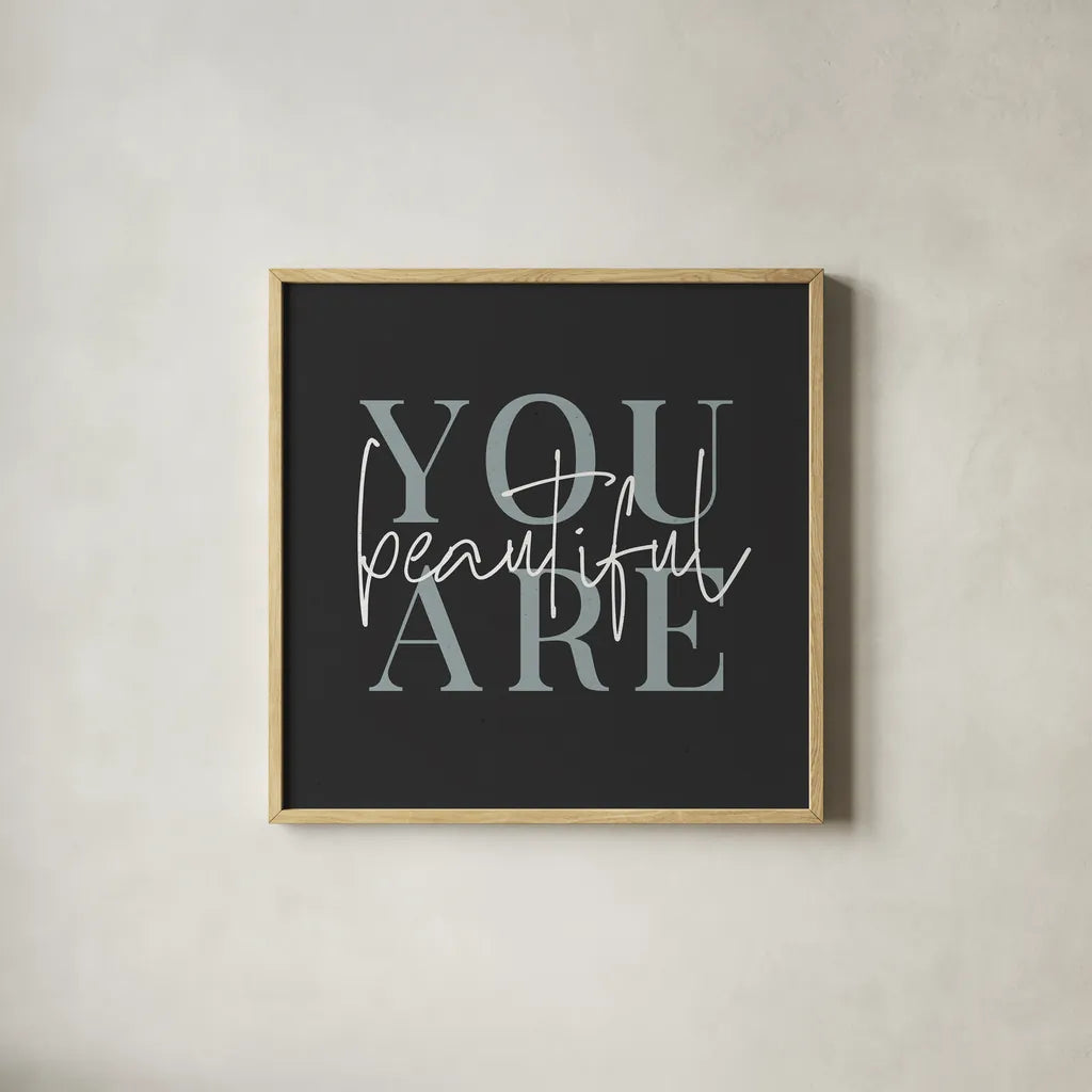 Daily Affirmations V by Wild Apple Portfolio. Shown in a natural wood glass frame for a timeless modern aesthetic. Available as an archival giclee rolled canvas, fine art paper, or poster print. SKU 66182a.