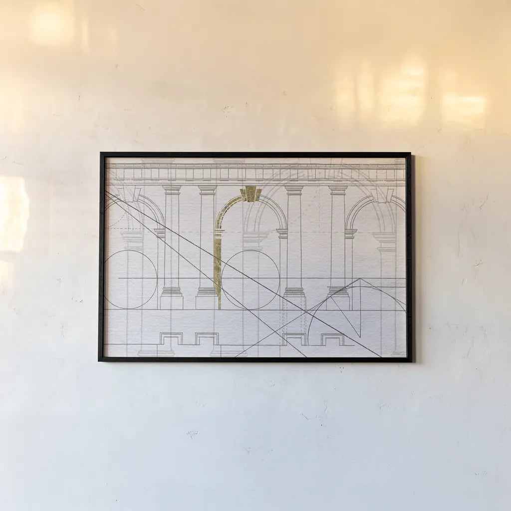 Doric Arcade by Wild Apple Portfolio. shown as a paper print in a black flame. Available as a archival giclee rolled canvas, fine art paper, or poster print. SKU 60049i.