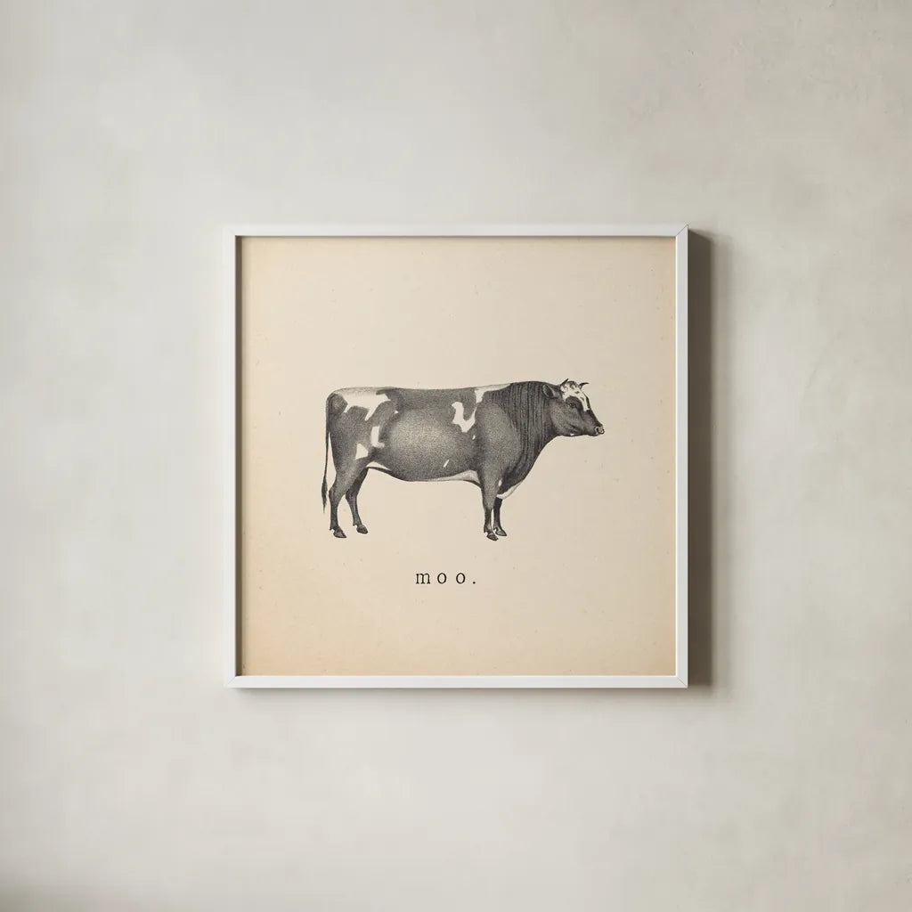 Down on the Farm I by Wild Apple Portfolio. Shown in a crisp white glass frame for a clean and minimalist style. Available as an archival giclee rolled canvas, fine art paper, or poster print. SKU 90141a.