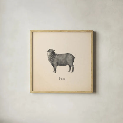 Down on the Farm II by Wild Apple Portfolio. Shown in a natural wood glass frame for a timeless modern aesthetic. Available as an archival giclee rolled canvas, fine art paper, or poster print. SKU 90142a.