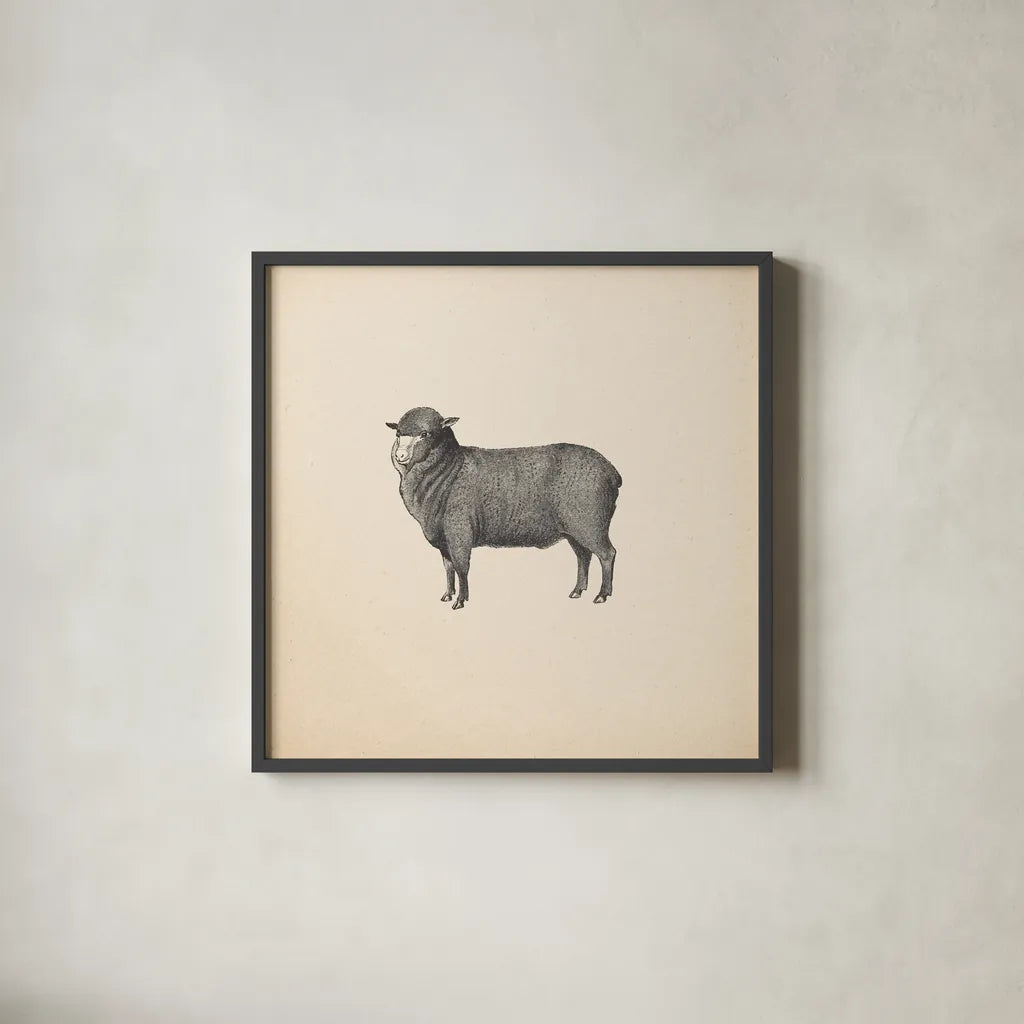 Down on the Farm II No Words by Wild Apple Portfolio. Shown in a sleek black glass frame for a contemporary gallery look. Available as an archival giclee rolled canvas, fine art paper, or poster print. SKU 91360a.