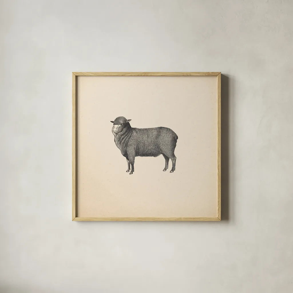 Down on the Farm II No Words by Wild Apple Portfolio. Shown in a natural wood glass frame for a timeless modern aesthetic. Available as an archival giclee rolled canvas, fine art paper, or poster print. SKU 91360a.