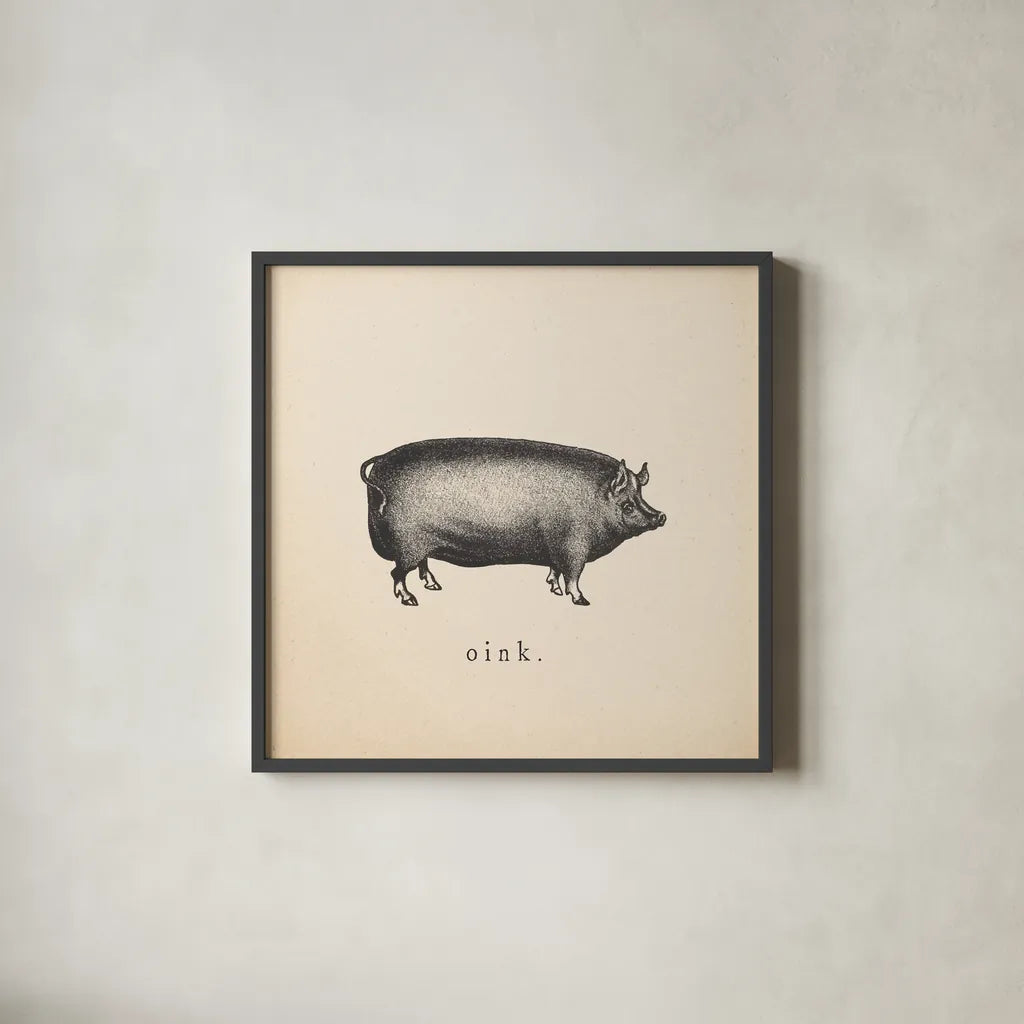 Down on the Farm III by Wild Apple Portfolio. Shown in a sleek black glass frame for a contemporary gallery look. Available as an archival giclee rolled canvas, fine art paper, or poster print. SKU 90143a.