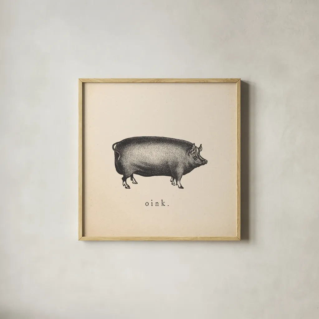 Down on the Farm III by Wild Apple Portfolio. Shown in a natural wood glass frame for a timeless modern aesthetic. Available as an archival giclee rolled canvas, fine art paper, or poster print. SKU 90143a.