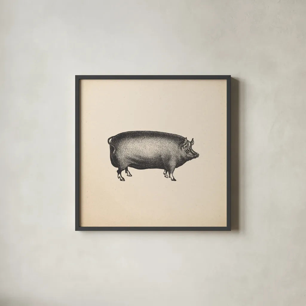 Down on the Farm III No Words by Wild Apple Portfolio. Shown in a sleek black glass frame for a contemporary gallery look. Available as an archival giclee rolled canvas, fine art paper, or poster print. SKU 91361a.