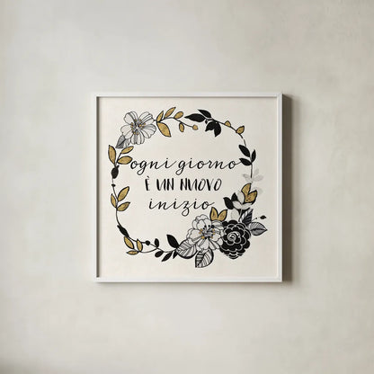 Dream Garden Inspiration I Italian by Wild Apple Portfolio. Shown in a crisp white glass frame for a clean and minimalist style. Available as an archival giclee rolled canvas, fine art paper, or poster print. SKU 34334a.