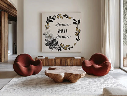 Dream Garden Inspiration II by Wild Apple Portfolio. Shown as extra-large giant wall art in a modern living room. Available as an archival giclee rolled canvas, fine art paper, or poster print. SKU 28561a.