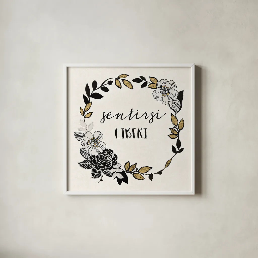 Dream Garden Inspiration II Italian by Wild Apple Portfolio. Shown in a crisp white glass frame for a clean and minimalist style. Available as an archival giclee rolled canvas, fine art paper, or poster print. SKU 34335a.