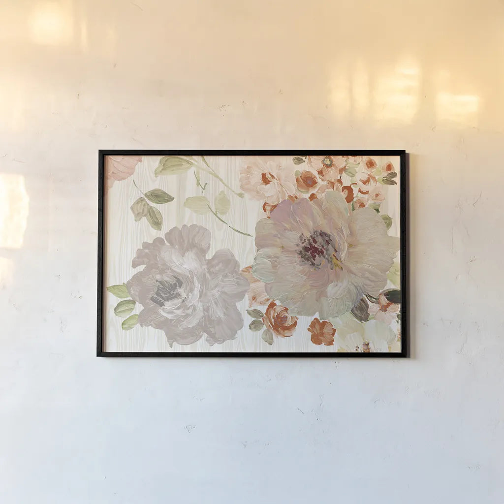 Driftwood Garden I Neutral by Wild Apple Portfolio. shown as a paper print in a black flame. Available as a archival giclee rolled canvas, fine art paper, or poster print. SKU 30740i.