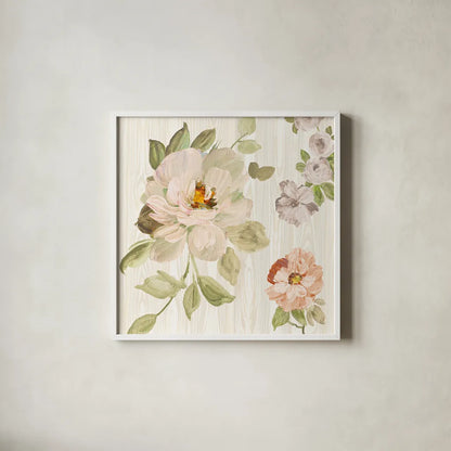 Driftwood Garden VIII Neutral by Wild Apple Portfolio. Shown in a crisp white glass frame for a clean and minimalist style. Available as an archival giclee rolled canvas, fine art paper, or poster print. SKU 30742a.