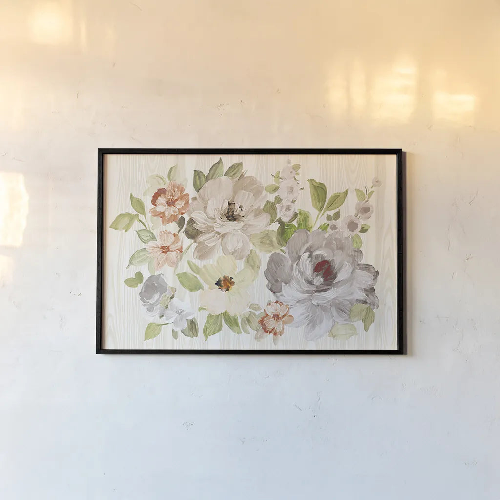 Driftwood Garden X Neutral by Wild Apple Portfolio. shown as a paper print in a black flame. Available as a archival giclee rolled canvas, fine art paper, or poster print. SKU 30743i.