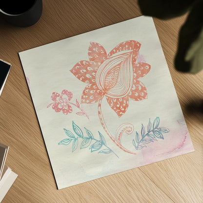 Eastern Boho I by Wild Apple Portfolio. Shown as a detailed flat fine art print, highlighting archival giclee quality. Available as an archival giclee rolled canvas, fine art paper, or poster print. SKU 35355a.