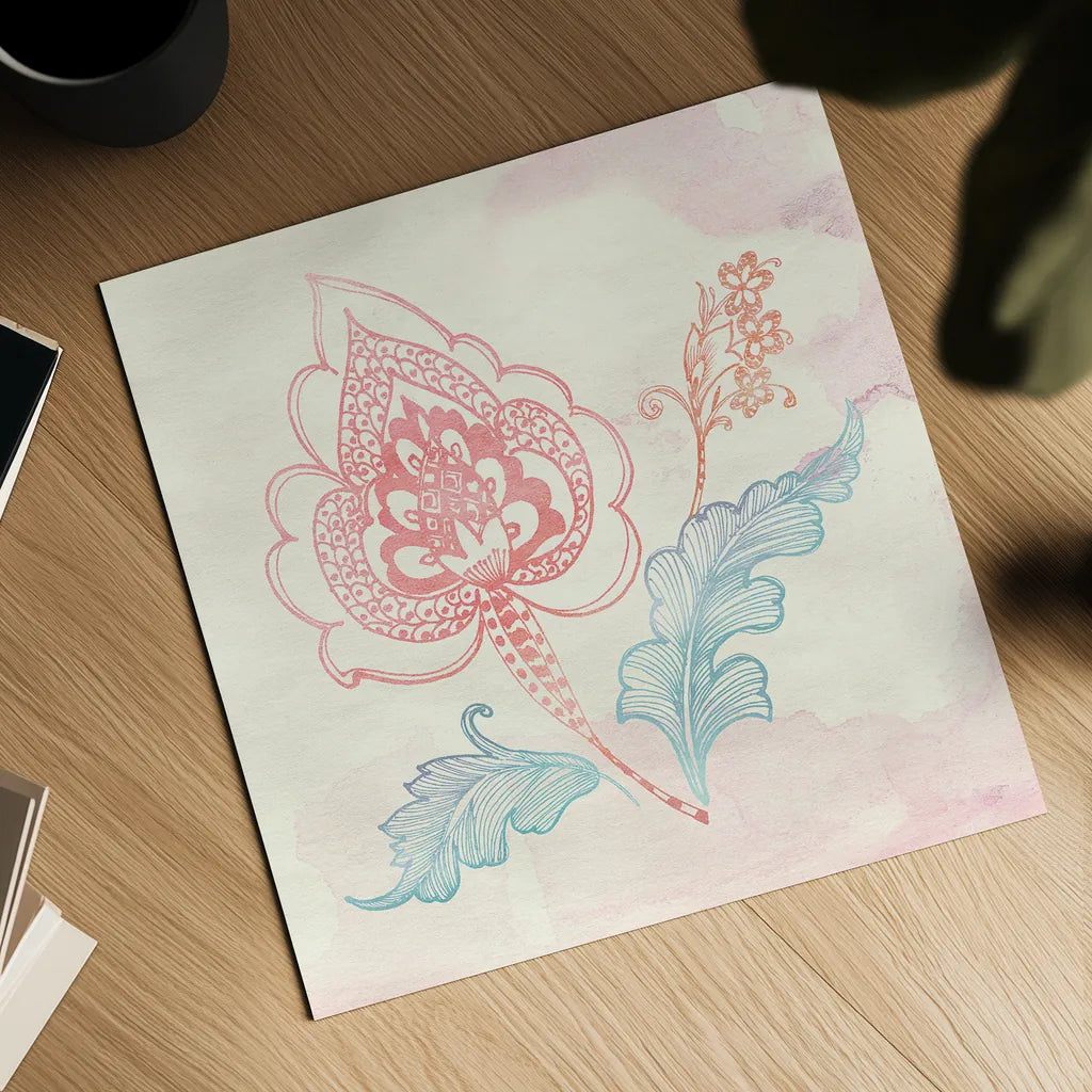 Eastern Boho II by Wild Apple Portfolio. Shown as a detailed flat fine art print, highlighting archival giclee quality. Available as an archival giclee rolled canvas, fine art paper, or poster print. SKU 35356a.