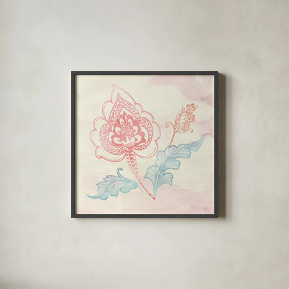 Eastern Boho II by Wild Apple Portfolio. Shown in a sleek black glass frame for a contemporary gallery look. Available as an archival giclee rolled canvas, fine art paper, or poster print. SKU 35356a.