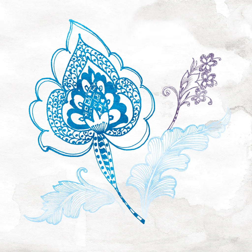 Eastern Boho II Peacock Blue by Wild Apple Portfolio. SKU 37978a. Archival Giclee Fine art print for wall decor.