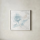 Eastern Boho II Teal by Wild Apple Portfolio. Shown in a crisp white glass frame for a clean and minimalist style. Available as an archival giclee rolled canvas, fine art paper, or poster print. SKU 37351a.