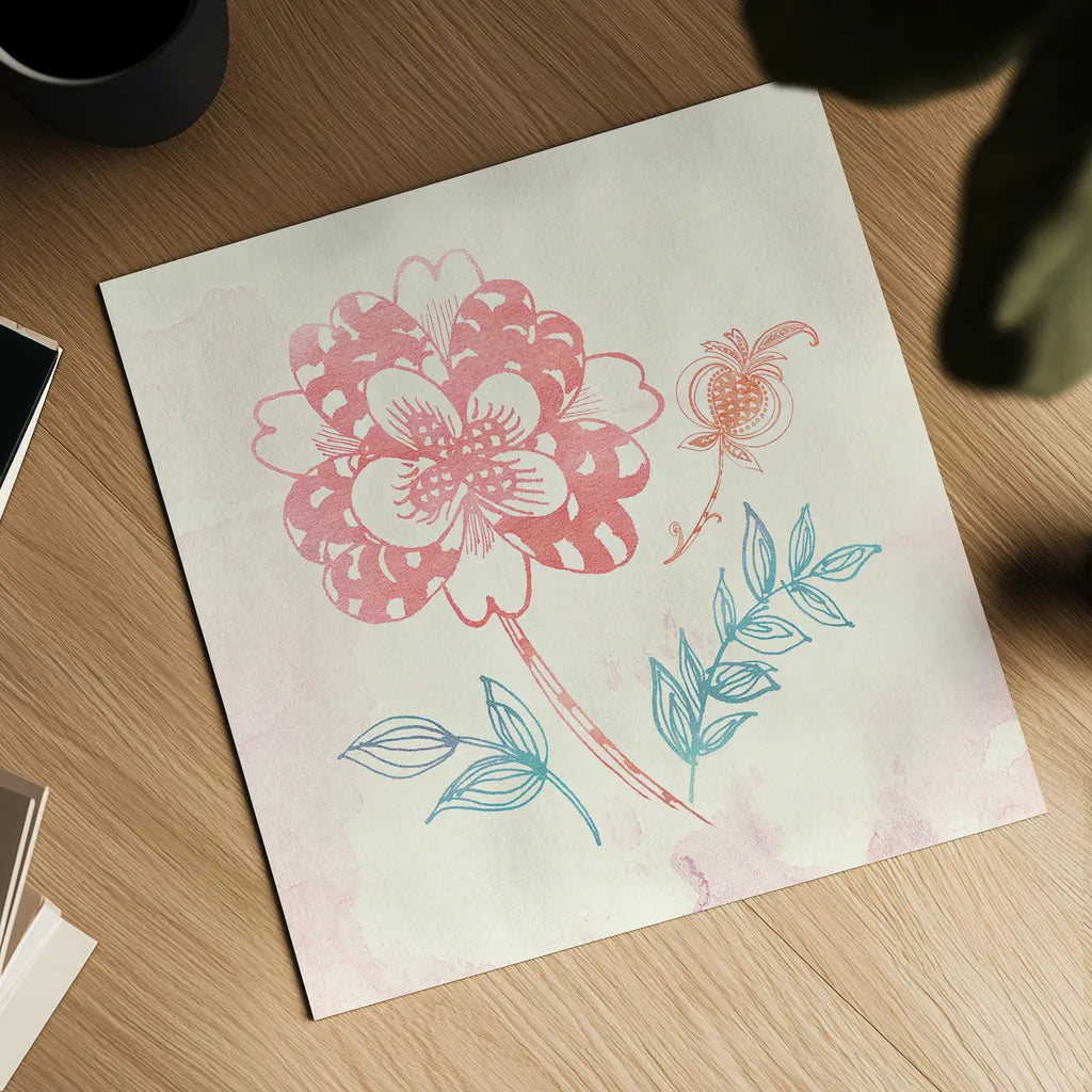 Eastern Boho III by Wild Apple Portfolio. Shown as a detailed flat fine art print, highlighting archival giclee quality. Available as an archival giclee rolled canvas, fine art paper, or poster print. SKU 35357a.