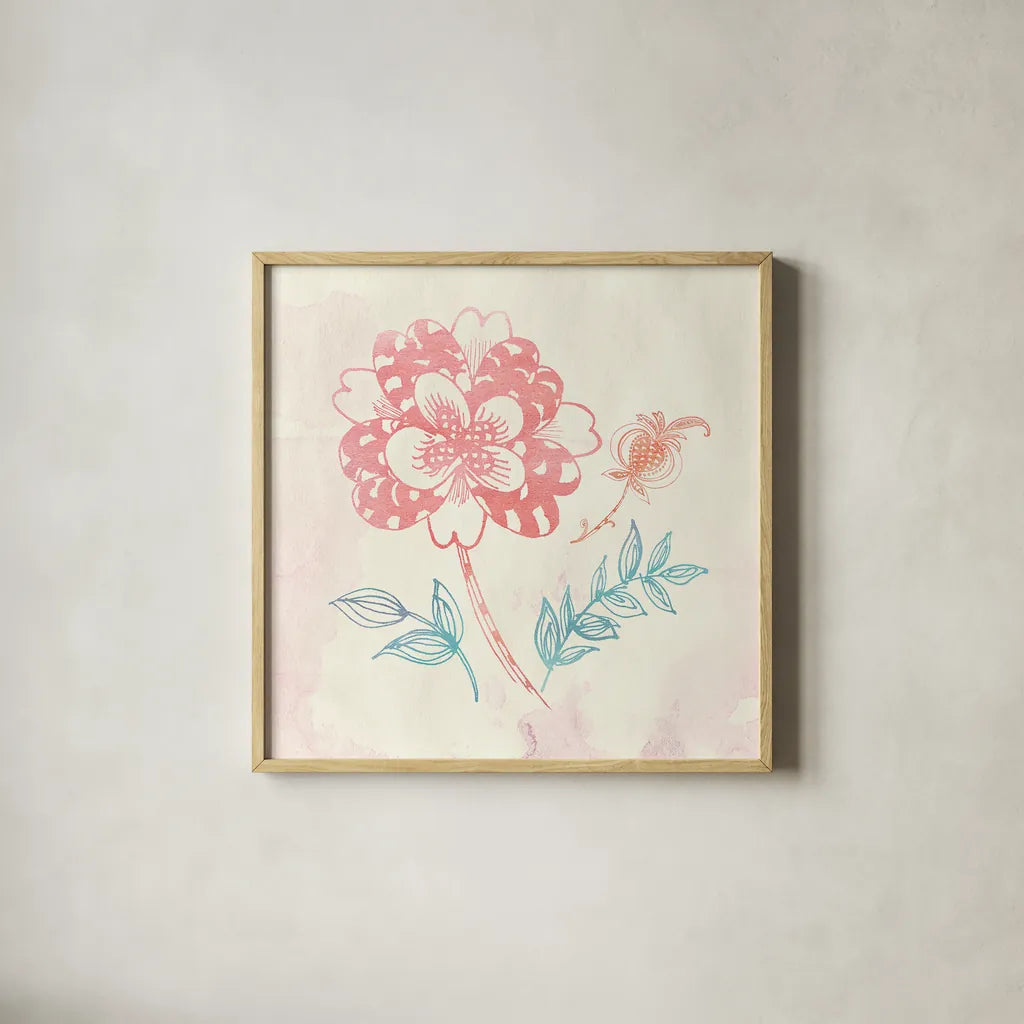 Eastern Boho III by Wild Apple Portfolio. Shown in a natural wood glass frame for a timeless modern aesthetic. Available as an archival giclee rolled canvas, fine art paper, or poster print. SKU 35357a.