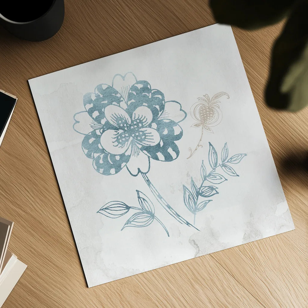 Eastern Boho III Teal by Wild Apple Portfolio. Shown as a detailed flat fine art print, highlighting archival giclee quality. Available as an archival giclee rolled canvas, fine art paper, or poster print. SKU 37352a.