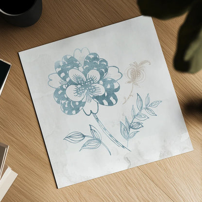 Eastern Boho III Teal by Wild Apple Portfolio. Shown as a detailed flat fine art print, highlighting archival giclee quality. Available as an archival giclee rolled canvas, fine art paper, or poster print. SKU 37352a.