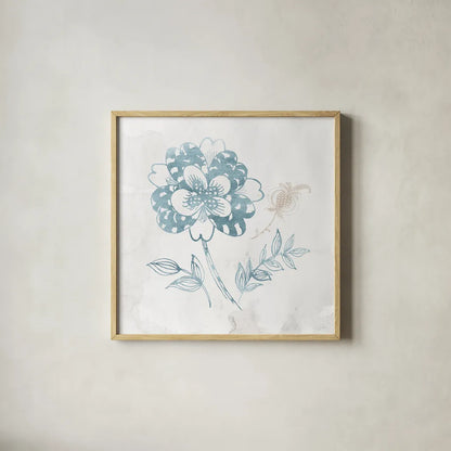 Eastern Boho III Teal by Wild Apple Portfolio. Shown in a natural wood glass frame for a timeless modern aesthetic. Available as an archival giclee rolled canvas, fine art paper, or poster print. SKU 37352a.