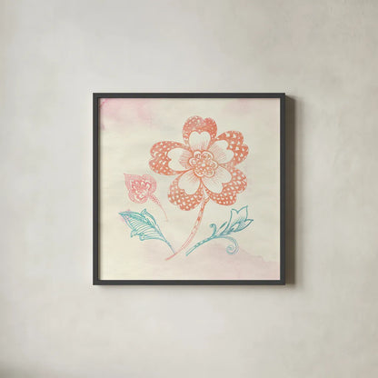 Eastern Boho IV by Wild Apple Portfolio. Shown in a sleek black glass frame for a contemporary gallery look. Available as an archival giclee rolled canvas, fine art paper, or poster print. SKU 35358a.