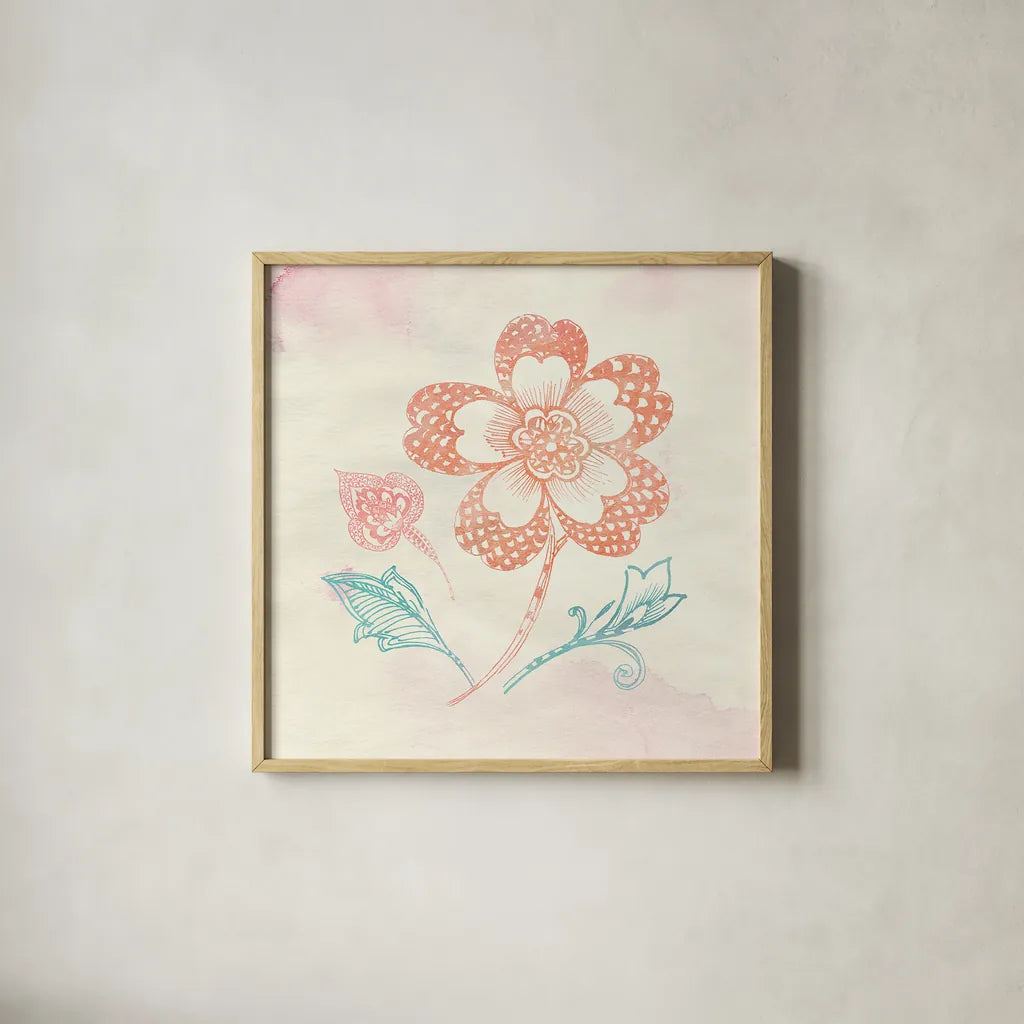 Eastern Boho IV by Wild Apple Portfolio. Shown in a natural wood glass frame for a timeless modern aesthetic. Available as an archival giclee rolled canvas, fine art paper, or poster print. SKU 35358a.