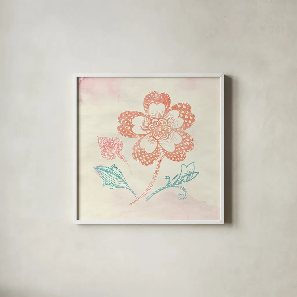 Eastern Boho IV by Wild Apple Portfolio. Shown in a crisp white glass frame for a clean and minimalist style. Available as an archival giclee rolled canvas, fine art paper, or poster print. SKU 35358a.