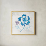 Eastern Boho IV Peacock Blue by Wild Apple Portfolio. Shown in a natural wood glass frame for a timeless modern aesthetic. Available as an archival giclee rolled canvas, fine art paper, or poster print. SKU 37980a.