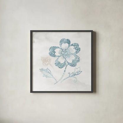 Eastern Boho IV Teal by Wild Apple Portfolio. Shown in a sleek black glass frame for a contemporary gallery look. Available as an archival giclee rolled canvas, fine art paper, or poster print. SKU 37353a.