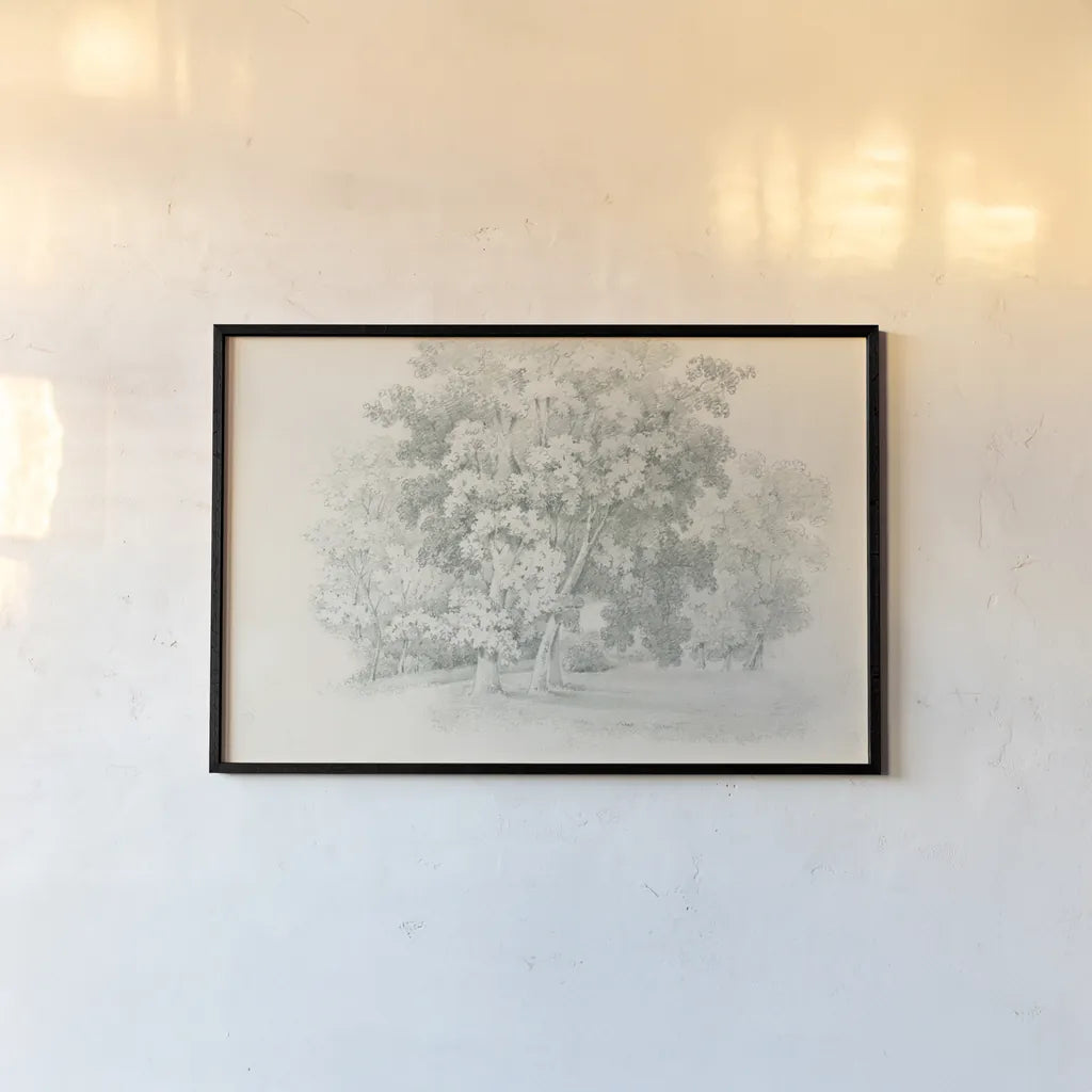 Edge of the Woods Sketch by Wild Apple Portfolio. shown as a paper print in a black flame. Available as a archival giclee rolled canvas, fine art paper, or poster print. SKU 59697i.