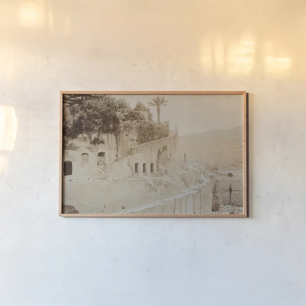 Egypt Postcard I by Wild Apple Portfolio. shown as a paper print in a natural frame. Available as a archival giclee rolled canvas, fine art paper, or poster print. SKU 71178i.