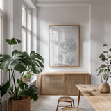 Elements of Botany XII by Wild Apple Portfolio. shown as a print in a natural wood frame in a dining room. Available as a archival giclee rolled canvas, fine art paper, or poster print. SKU 39011h.