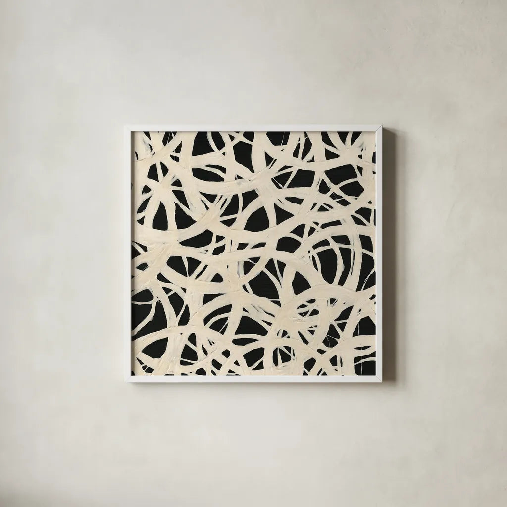 Endless Circles Back by Wild Apple Portfolio. Shown in a crisp white glass frame for a clean and minimalist style. Available as an archival giclee rolled canvas, fine art paper, or poster print. SKU 21184a.