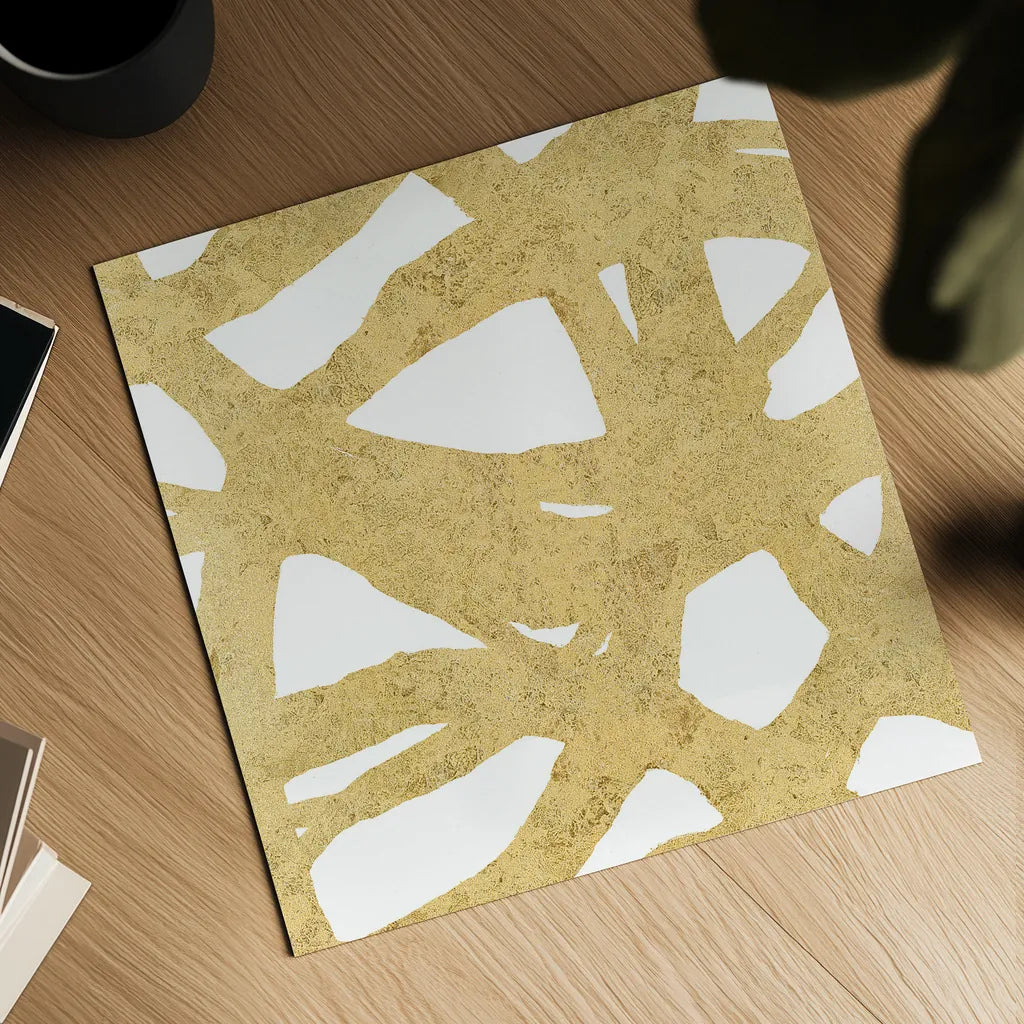 Endless Circles Front Gold III by Wild Apple Portfolio. Shown as a detailed flat fine art print, highlighting archival giclee quality. Available as an archival giclee rolled canvas, fine art paper, or poster print. SKU 32245a.