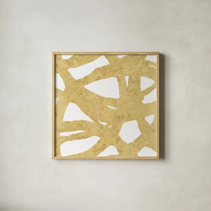 Endless Circles Front Gold III by Wild Apple Portfolio. Shown in a natural wood glass frame for a timeless modern aesthetic. Available as an archival giclee rolled canvas, fine art paper, or poster print. SKU 32245a.