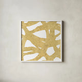 Endless Circles Front Gold III by Wild Apple Portfolio. Shown in a crisp white glass frame for a clean and minimalist style. Available as an archival giclee rolled canvas, fine art paper, or poster print. SKU 32245a.