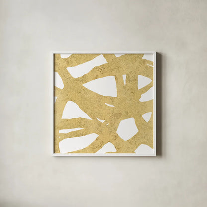 Endless Circles Front Gold III by Wild Apple Portfolio. Shown in a crisp white glass frame for a clean and minimalist style. Available as an archival giclee rolled canvas, fine art paper, or poster print. SKU 32245a.