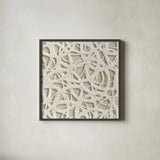 Endless Circles Front Linen by Wild Apple Portfolio. Shown in a sleek black glass frame for a contemporary gallery look. Available as an archival giclee rolled canvas, fine art paper, or poster print. SKU 52850a.
