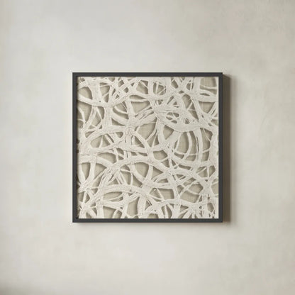 Endless Circles Front Linen by Wild Apple Portfolio. Shown in a sleek black glass frame for a contemporary gallery look. Available as an archival giclee rolled canvas, fine art paper, or poster print. SKU 52850a.