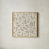 Endless Circles Front Linen by Wild Apple Portfolio. Shown in a natural wood glass frame for a timeless modern aesthetic. Available as an archival giclee rolled canvas, fine art paper, or poster print. SKU 52850a.