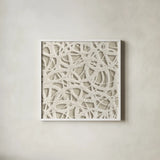 Endless Circles Front Linen by Wild Apple Portfolio. Shown in a crisp white glass frame for a clean and minimalist style. Available as an archival giclee rolled canvas, fine art paper, or poster print. SKU 52850a.