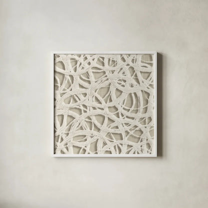 Endless Circles Front Linen by Wild Apple Portfolio. Shown in a crisp white glass frame for a clean and minimalist style. Available as an archival giclee rolled canvas, fine art paper, or poster print. SKU 52850a.