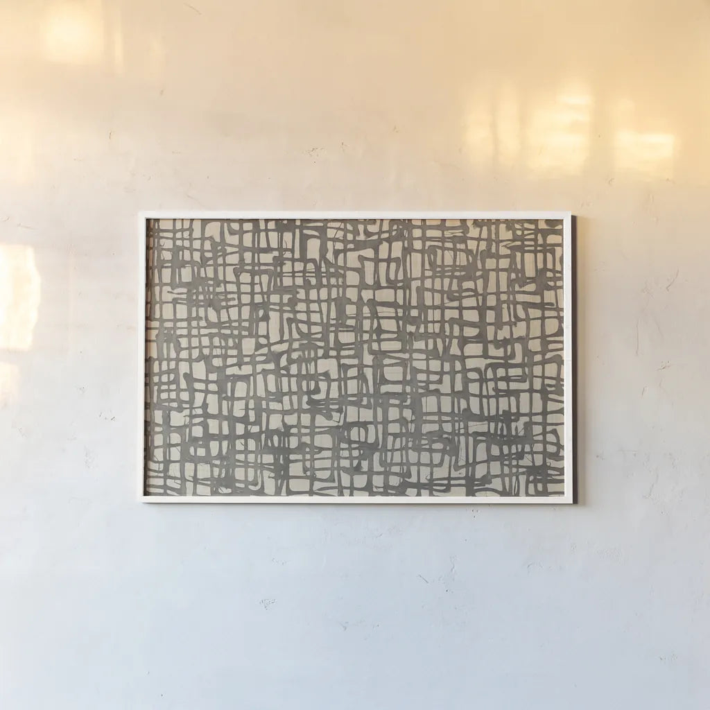 Endless Squares Natural by Wild Apple Portfolio. shown as a paper print in a white frame. Available as a archival giclee rolled canvas, fine art paper, or poster print. SKU 69138i.