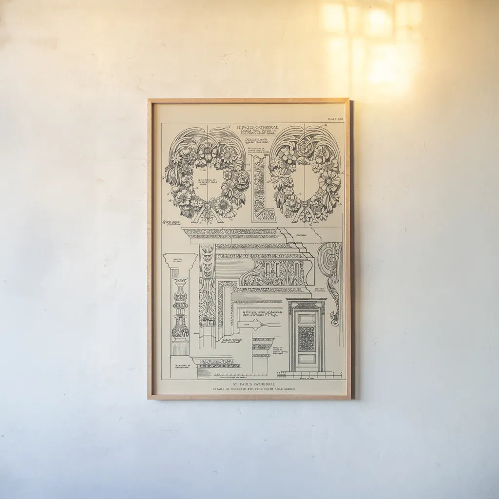 English Renaissance IX by Wild Apple Portfolio. shown as a paper print in a natural frame. Available as a archival giclee rolled canvas, fine art paper, or poster print. SKU 62823h.