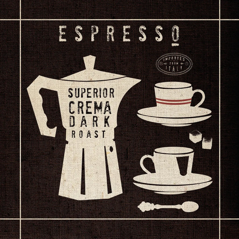 Espresso on Linen Black by Wild Apple Portfolio. SKU 39916a. Archival Giclee Fine art print for wall decor.