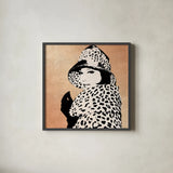 Fashion News II Rose Goldhion on Rose Gold by Wild Apple Portfolio. Shown in a sleek black glass frame for a contemporary gallery look. Available as an archival giclee rolled canvas, fine art paper, or poster print. SKU 69020a.